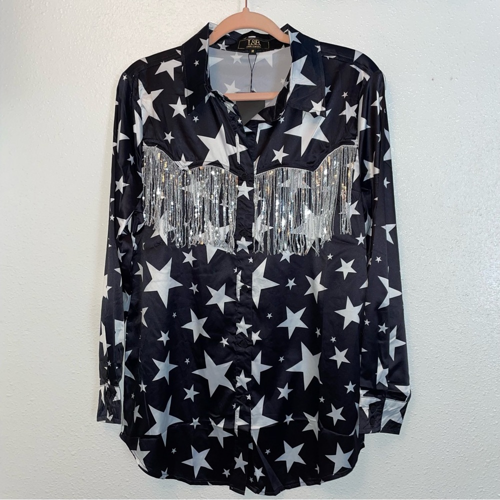 Black & White Star Button Up Shirt